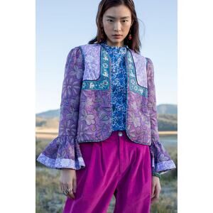 NWT Alix of Bohemia Carnaby Floral Patchwork Jacket, Purple Amethyst, Sz S